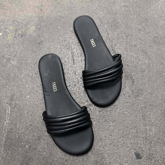 TKEES Serena Sandals Black Flats - Picture 1 of 7
